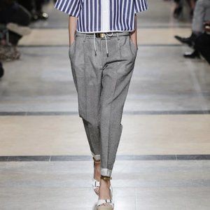 SACAI - perforated tweed pants with drawstring